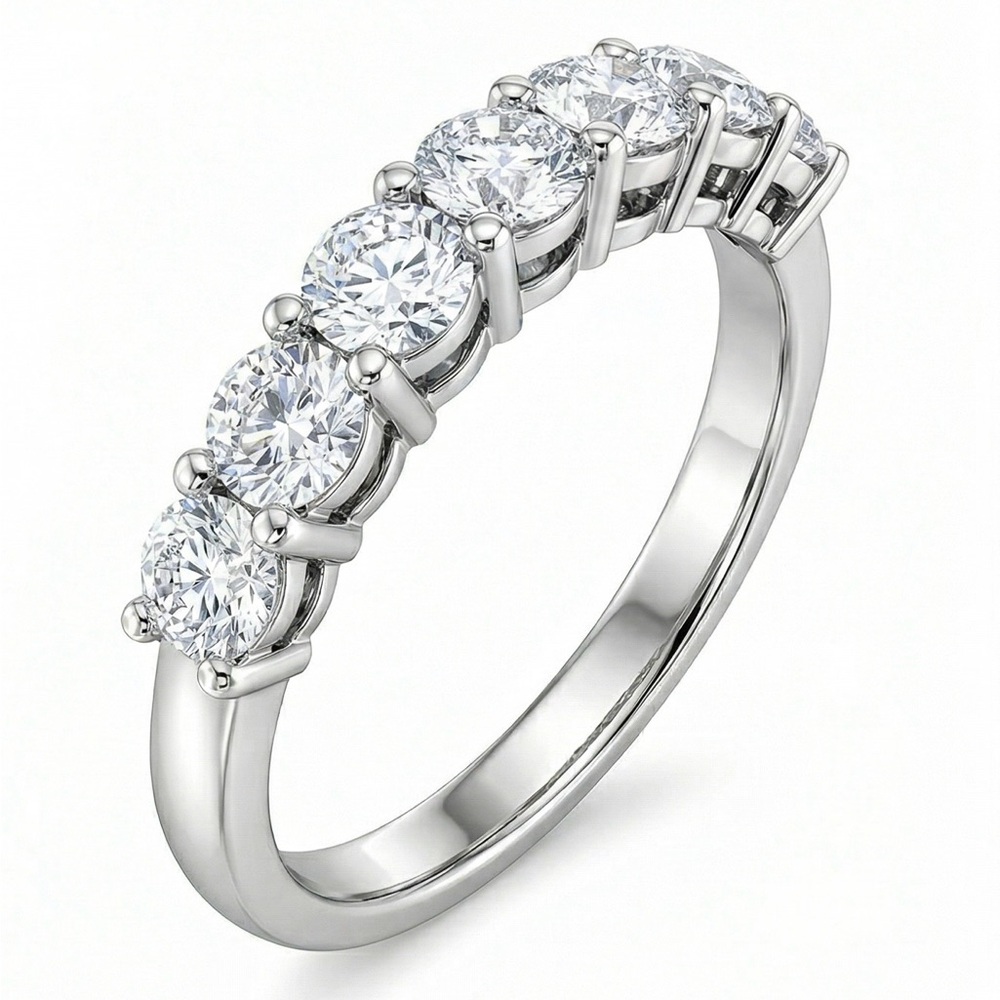 18K Gold 1.5ct Natural Diamonds semi eternity band - size 7